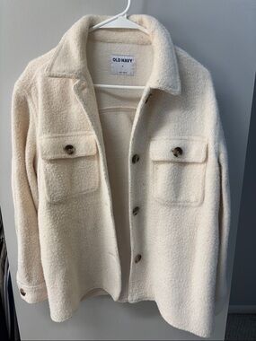 Old Navy Cream Sherpa Shirt Jacket - Women's Lightweight Coat